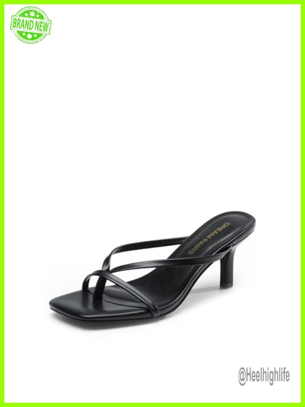 Women's Kitten Heel Flip-Flop Sandals Faux Leather Slip On Square Toe Dressy